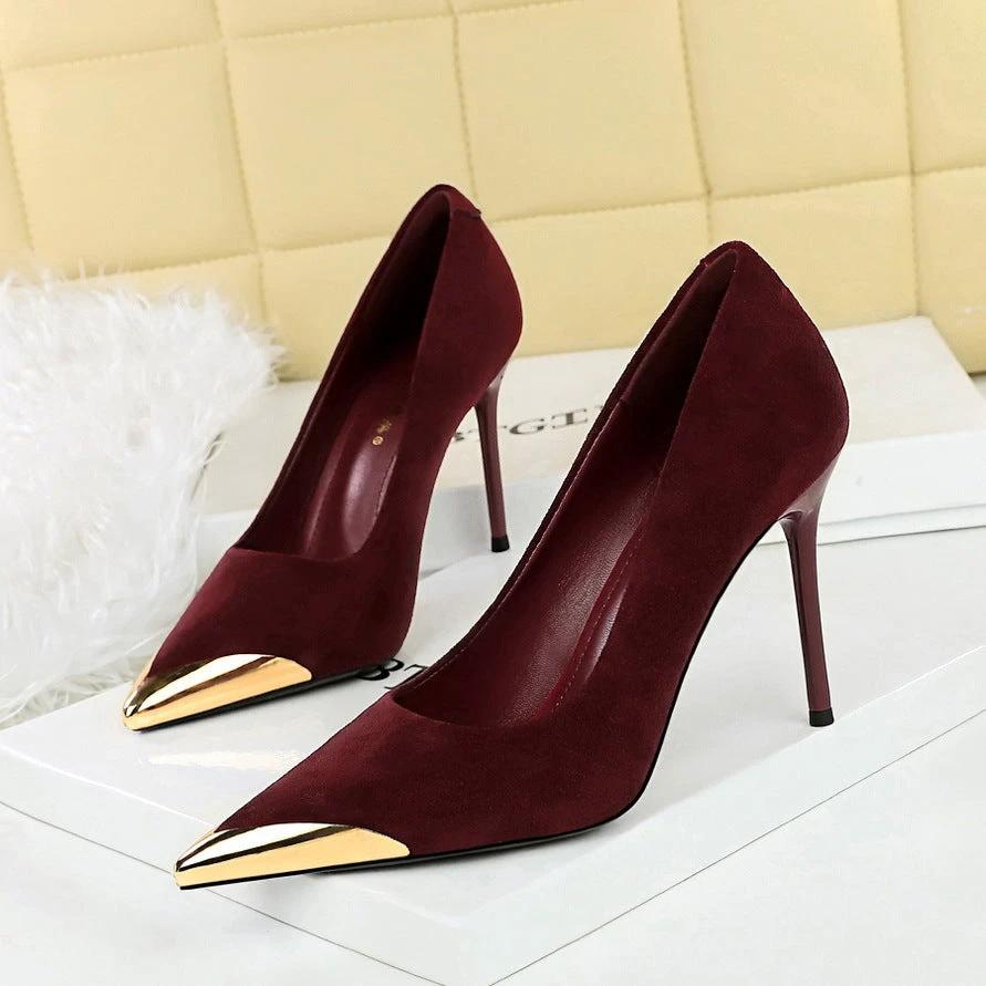 Women's Stiletto Suede Pointed Leopard-print High Heels by GJG Denim