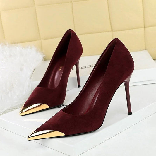 Women's Stiletto Suede Pointed Leopard-print High Heels by GJG Denim