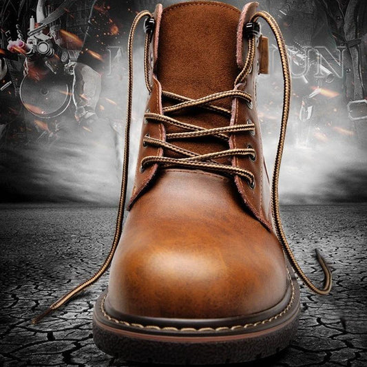 Men's Fleece-lined Martin Boots Casual Mid-top by GJG Denim
