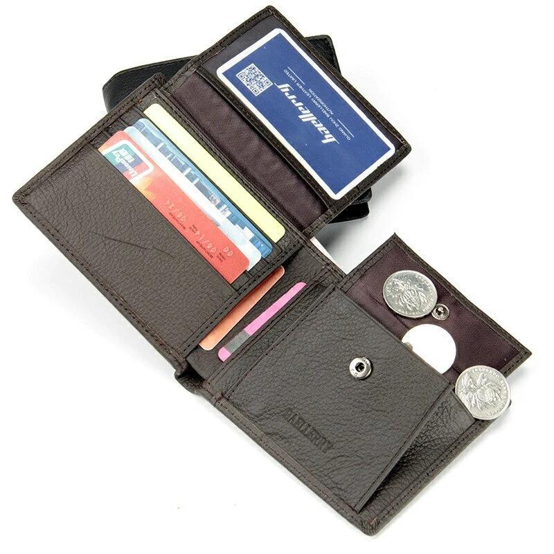 Genuine Leather Two-Fold Short Wallet For Men by GJG Denim