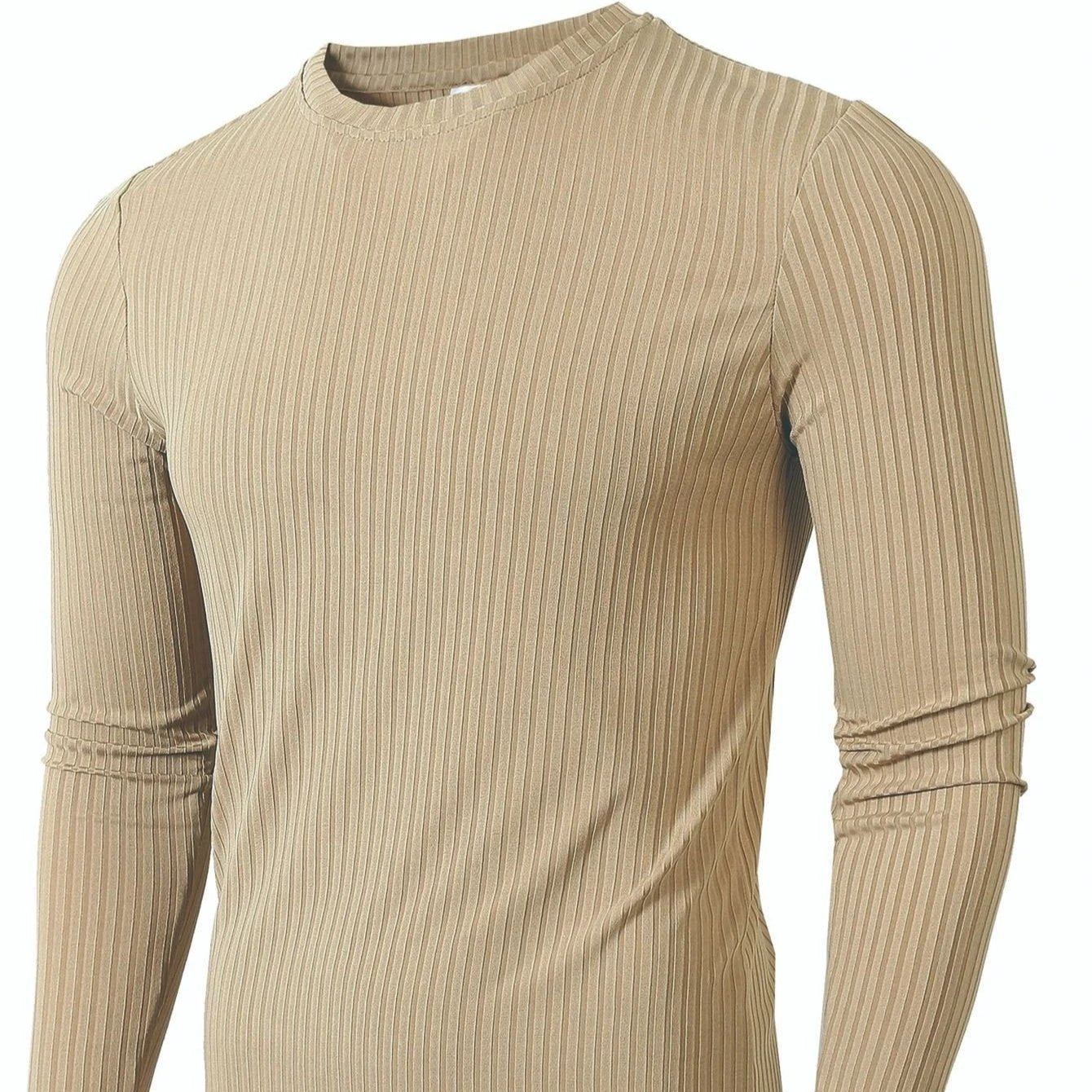 Men's Striped Fabric High Elastic Breathability Long Sleeve Shirt by GJG Denim