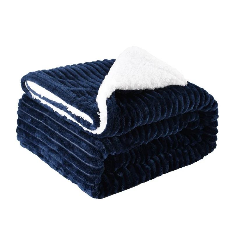 Thickened Flannel Lamb Wool Composite Double Leisure Blanket by GJG Denim