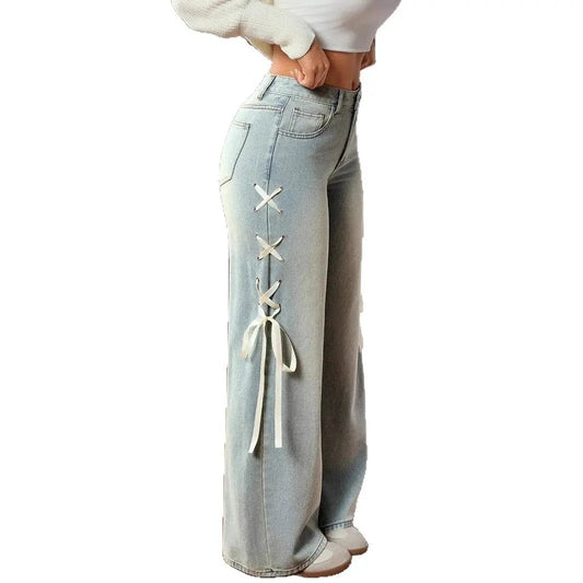 Casual Wide-leg Jeans Loose Fit by GJG Denim