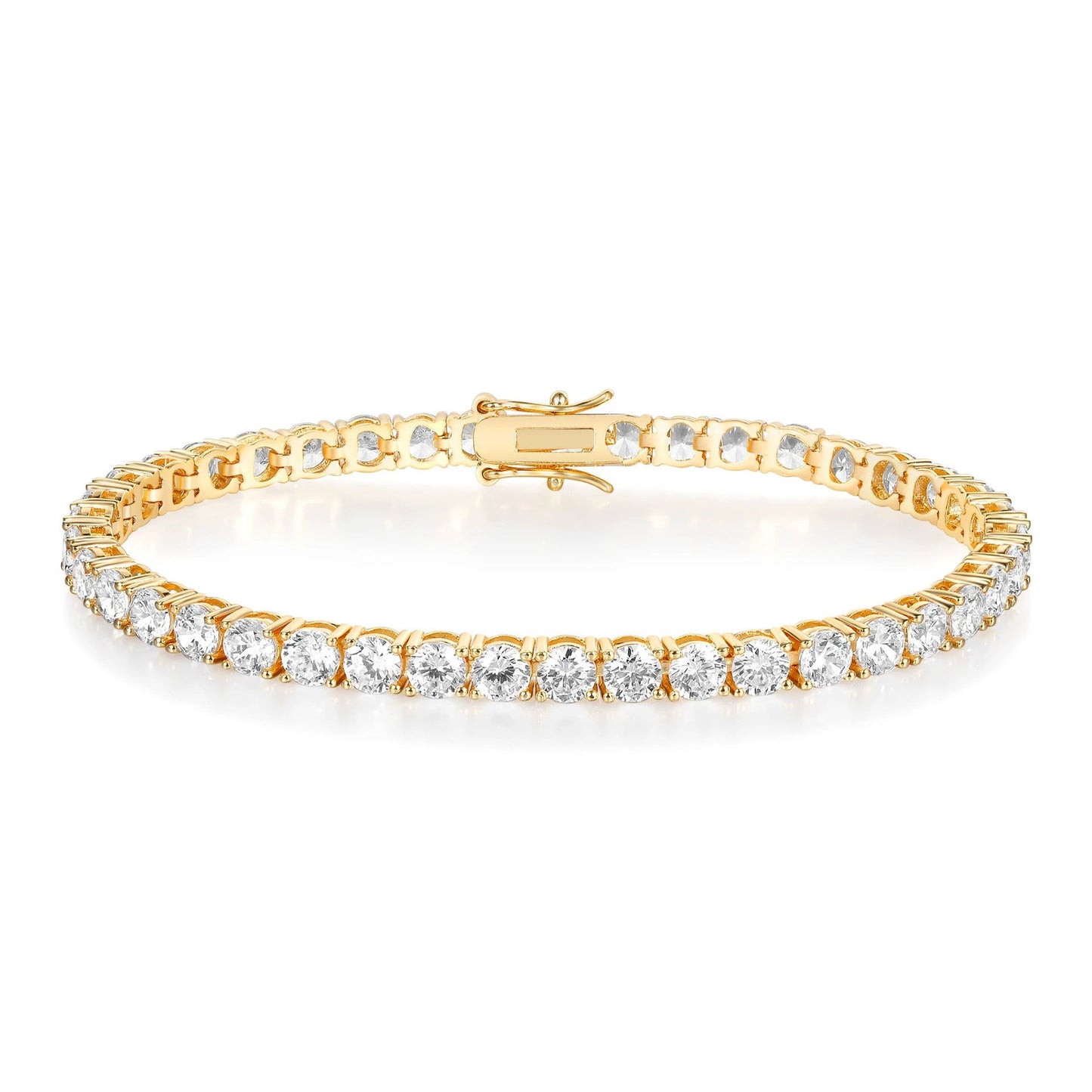 Classic 18K Gold Electroplated Zircon High-grade Tennis Full Diamond like Bracelet by GJG Denim