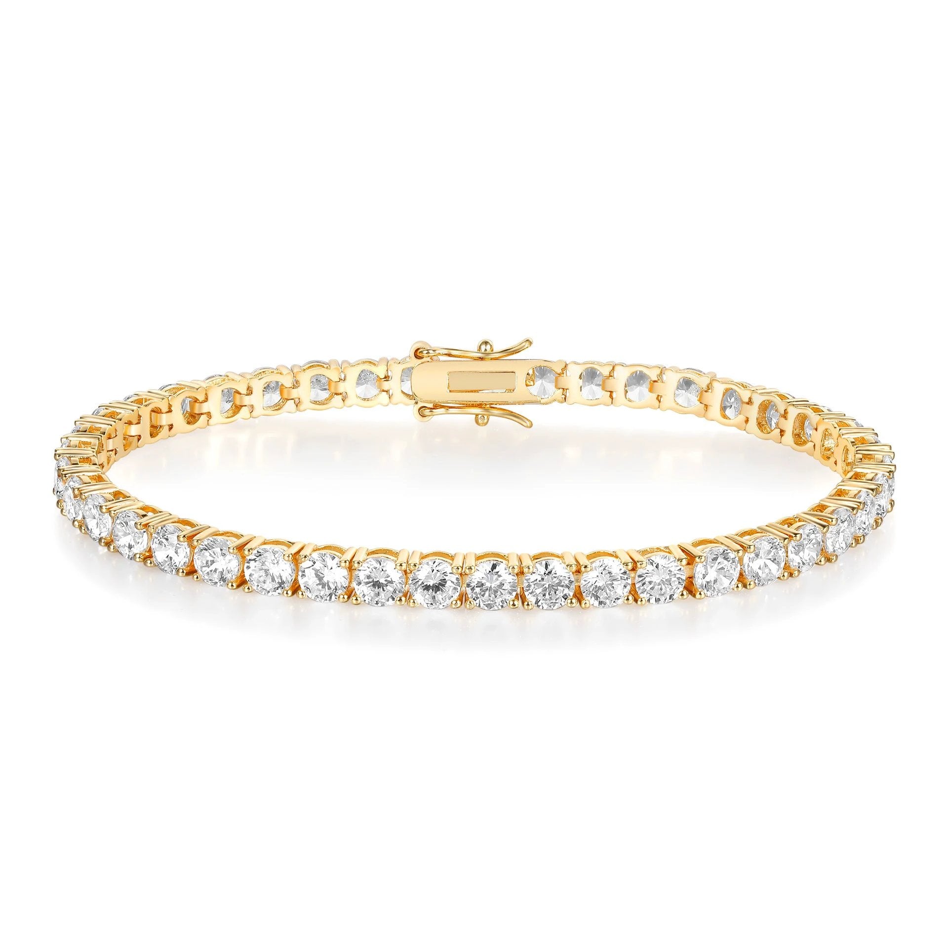 Classic 18K Gold Electroplated Zircon High-grade Tennis Full Diamond like Bracelet by GJG Denim