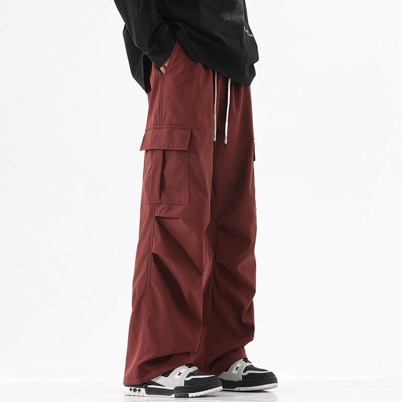 Retro High Street Fashionable Pleated Straight Cargo Pants by GJG Denim