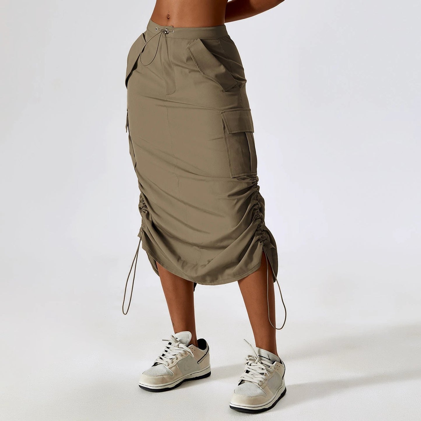 European And American Retro Suit Skirt Waist Sports Casual Skirt Mid-length All-matching Work Clothes Pocket Skirt by GJG Denim