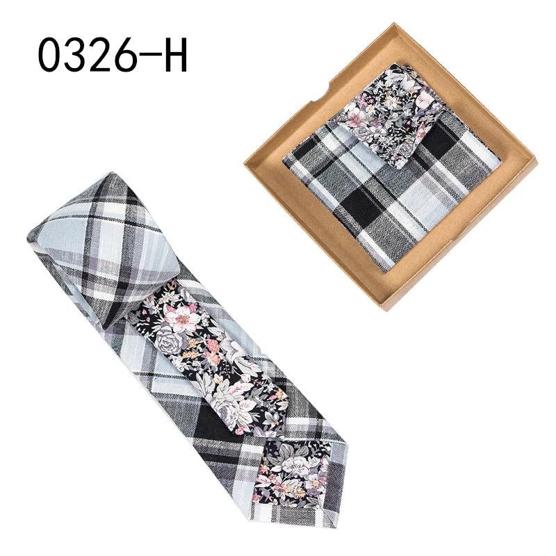 Men's Floral Print Tie and Pocket Square by GJG Denim