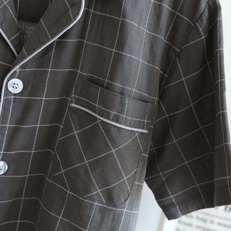Single-line Plaid Pajamas For Men by GJG Denim