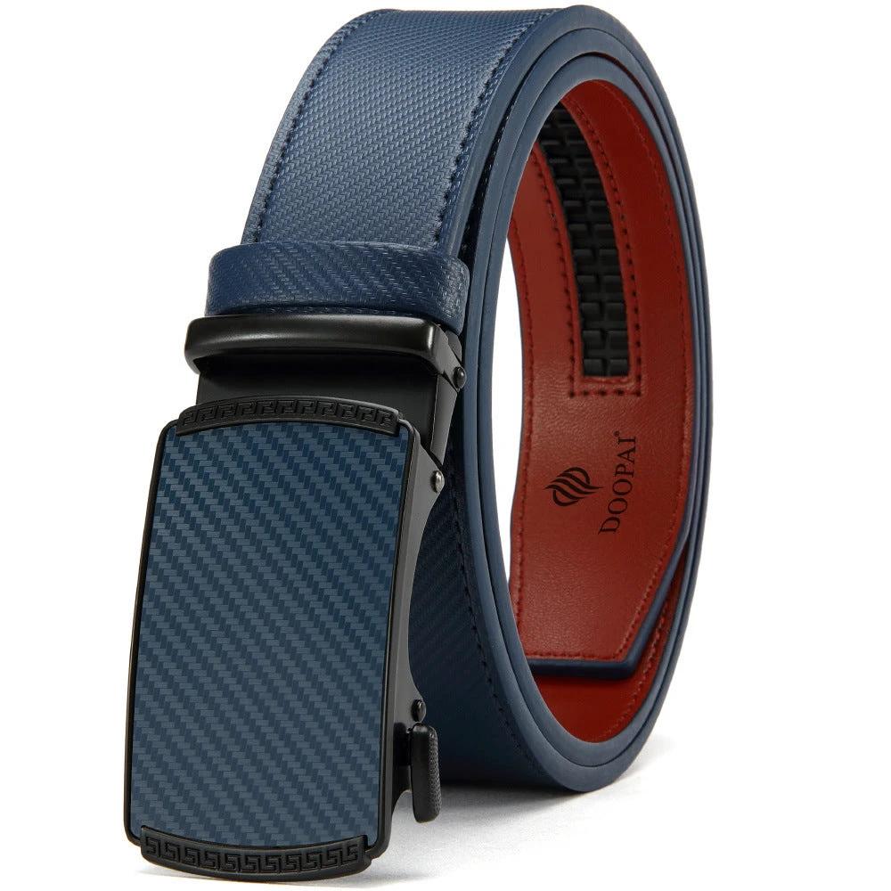 Men's Leather Belt w/ Alloy Automatic Buckle by GJG Denim