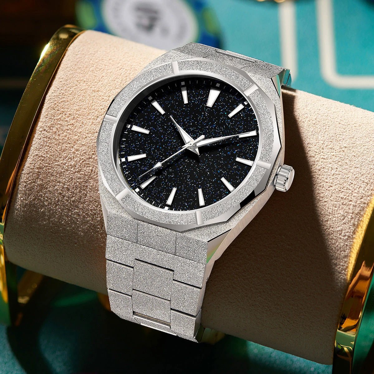 Men's Stainless Steel Frosted Luminous Business Watch by GJG Denim