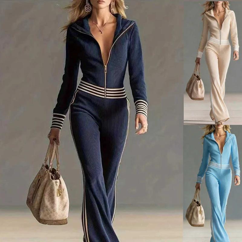 New Knitted One-piece Casual Sportswear Zip-up Sweater by GJG Denim