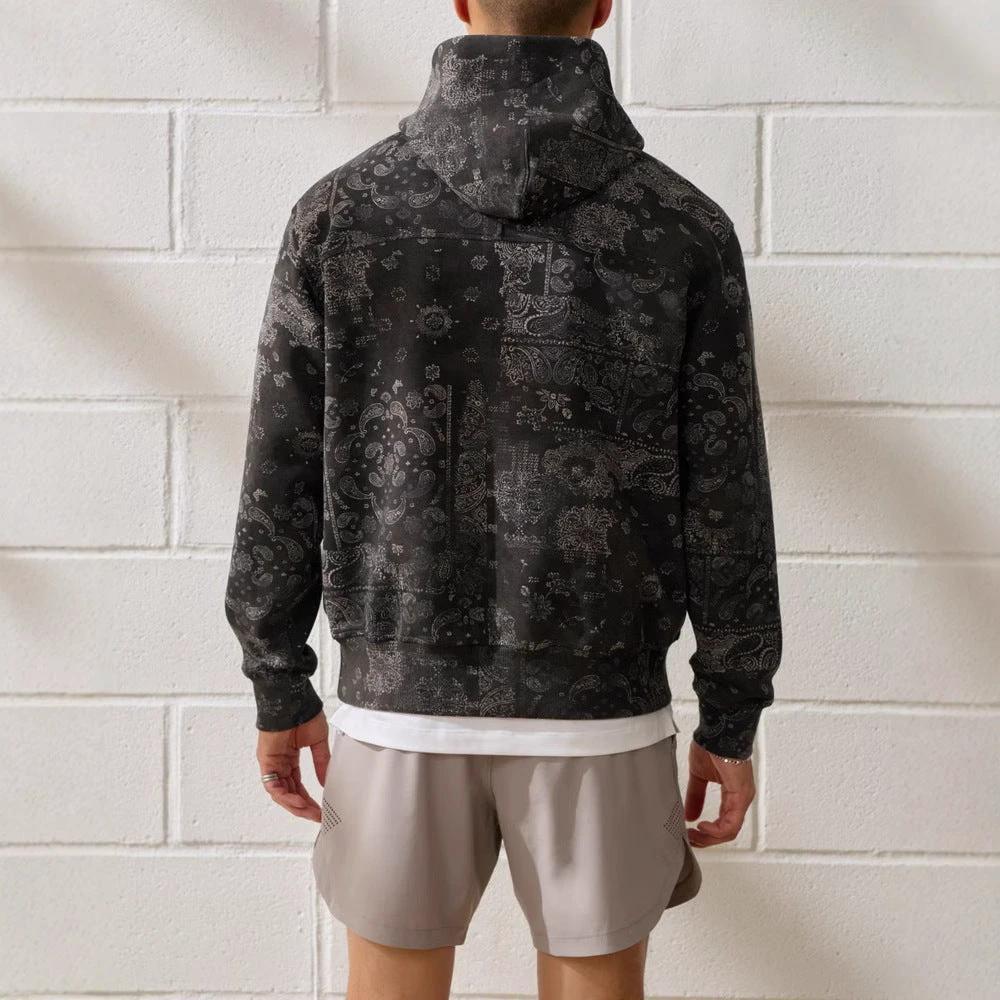 Men's Printed Paisley Design Hoodie by GJG Denim