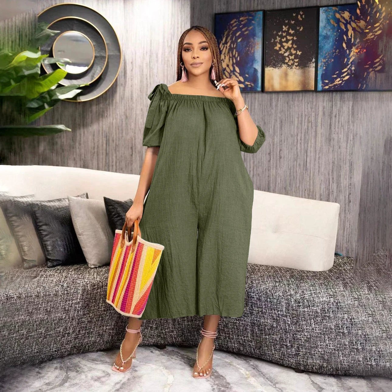 Summer Loose Casual Loose Cropped Jumpsuit by GJG Denim