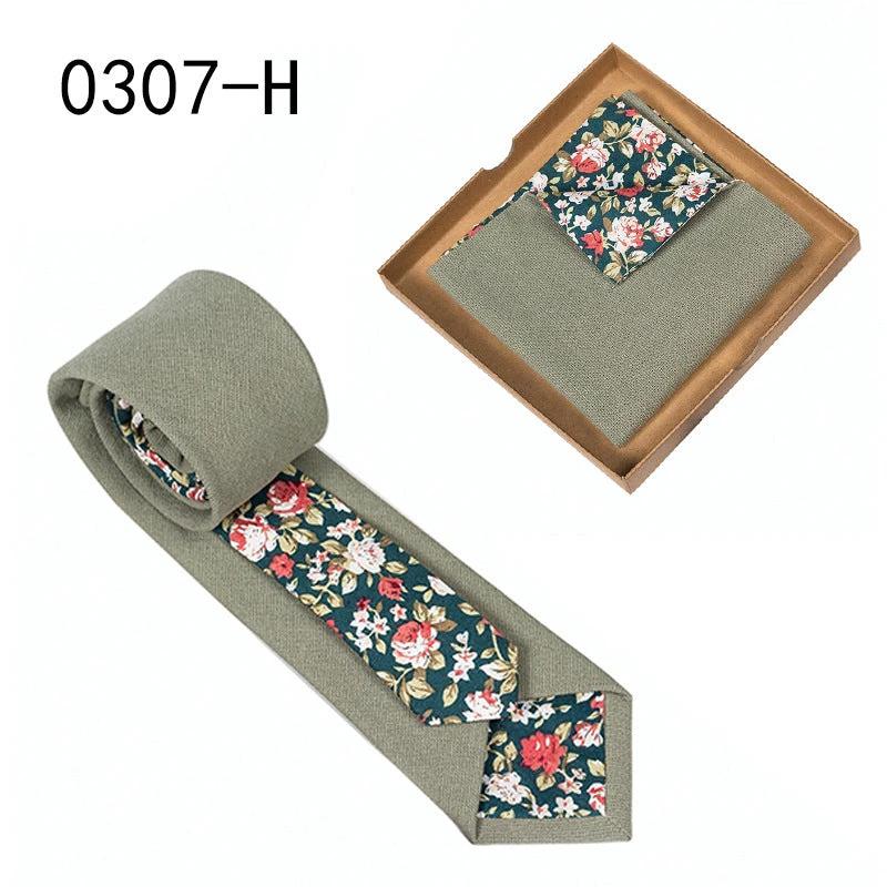 Men's Floral Print Tie and Pocket Square by GJG Denim