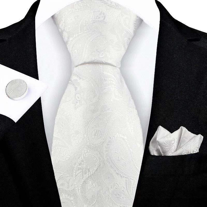 Jacquard-embroidered Cashew Flower Tie For Men by GJG Denim