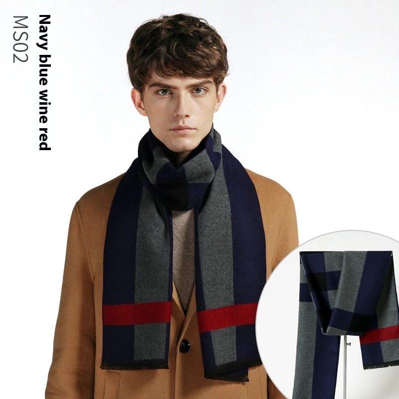Simple Plaid Warm Keeping Artificial Cashmere Scarf by GJG Denim