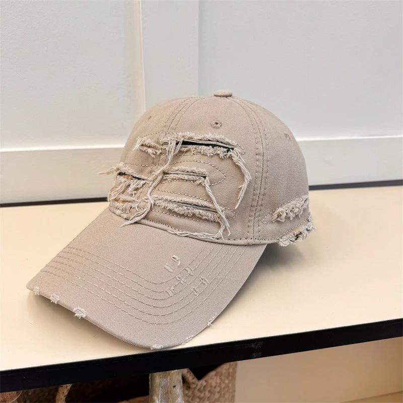 Men's Old Ripped Soft Top Baseball Cap by GJG Denim