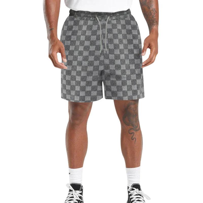 Five-point Checkerboard Plaid Loose Sports And Leisure Shorts by GJG Denim