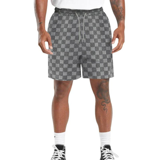 Five-point Checkerboard Plaid Loose Sports And Leisure Shorts by GJG Denim
