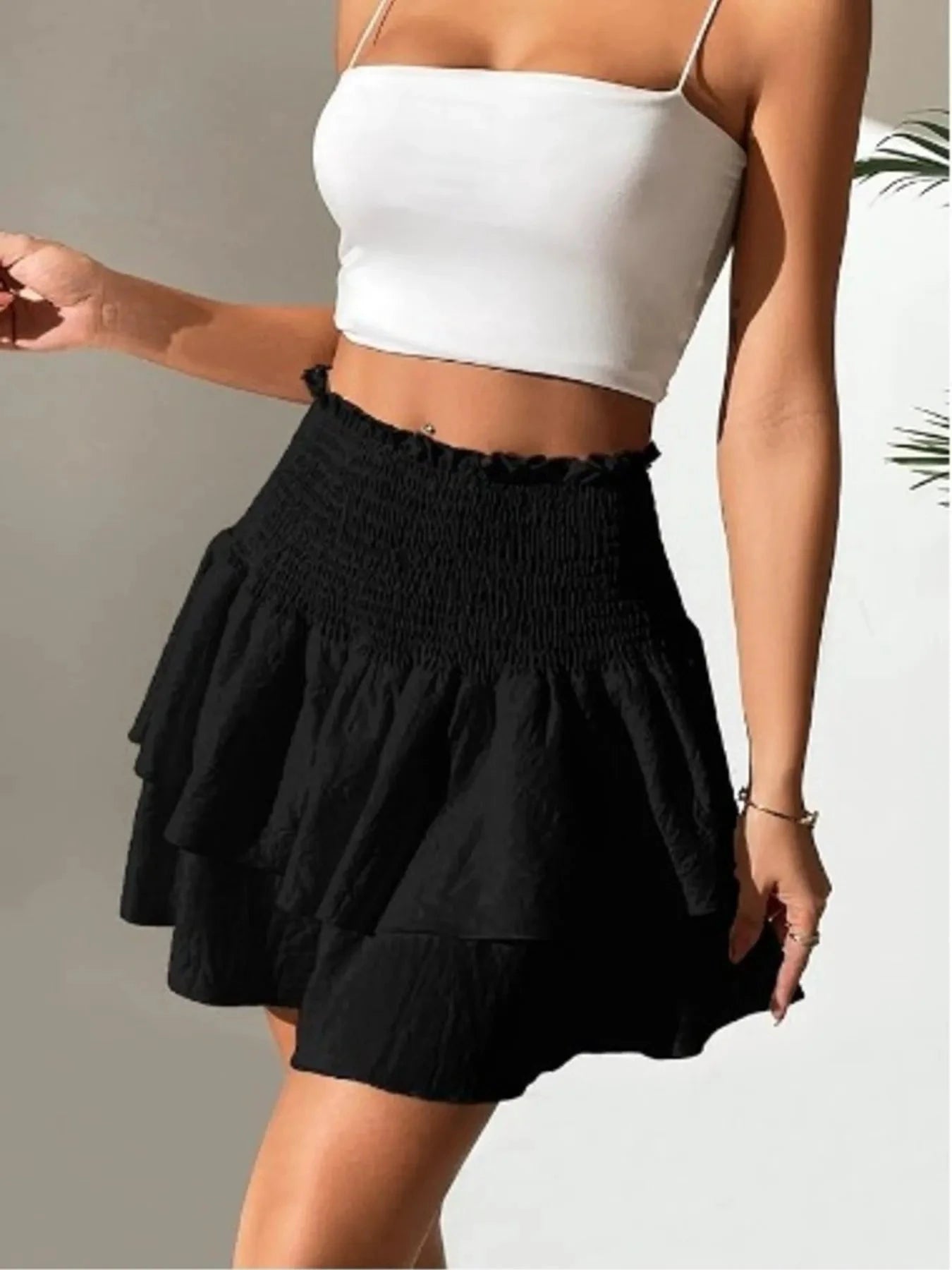 Smocked Layered Mini Skirt by Lady Ros