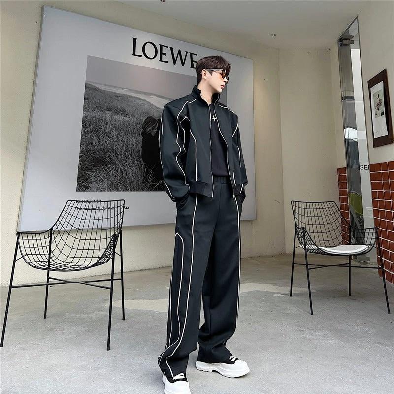 Men's Casual Wide-leg Pants Sports Suit by GJG Denim
