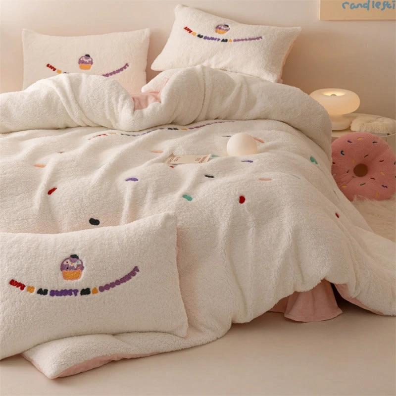 Heavy Weight Fleecefiber Towel Embroidery Duvet Cover Four-piece Set by GJG Denim