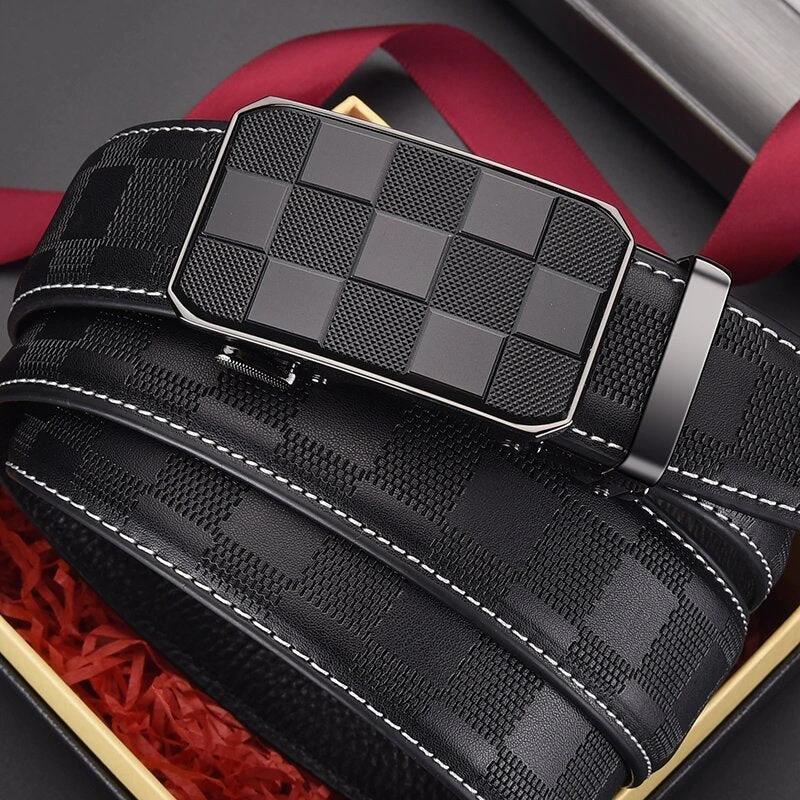 Men's Automatic Leather Buckle Belt by GJG Denim