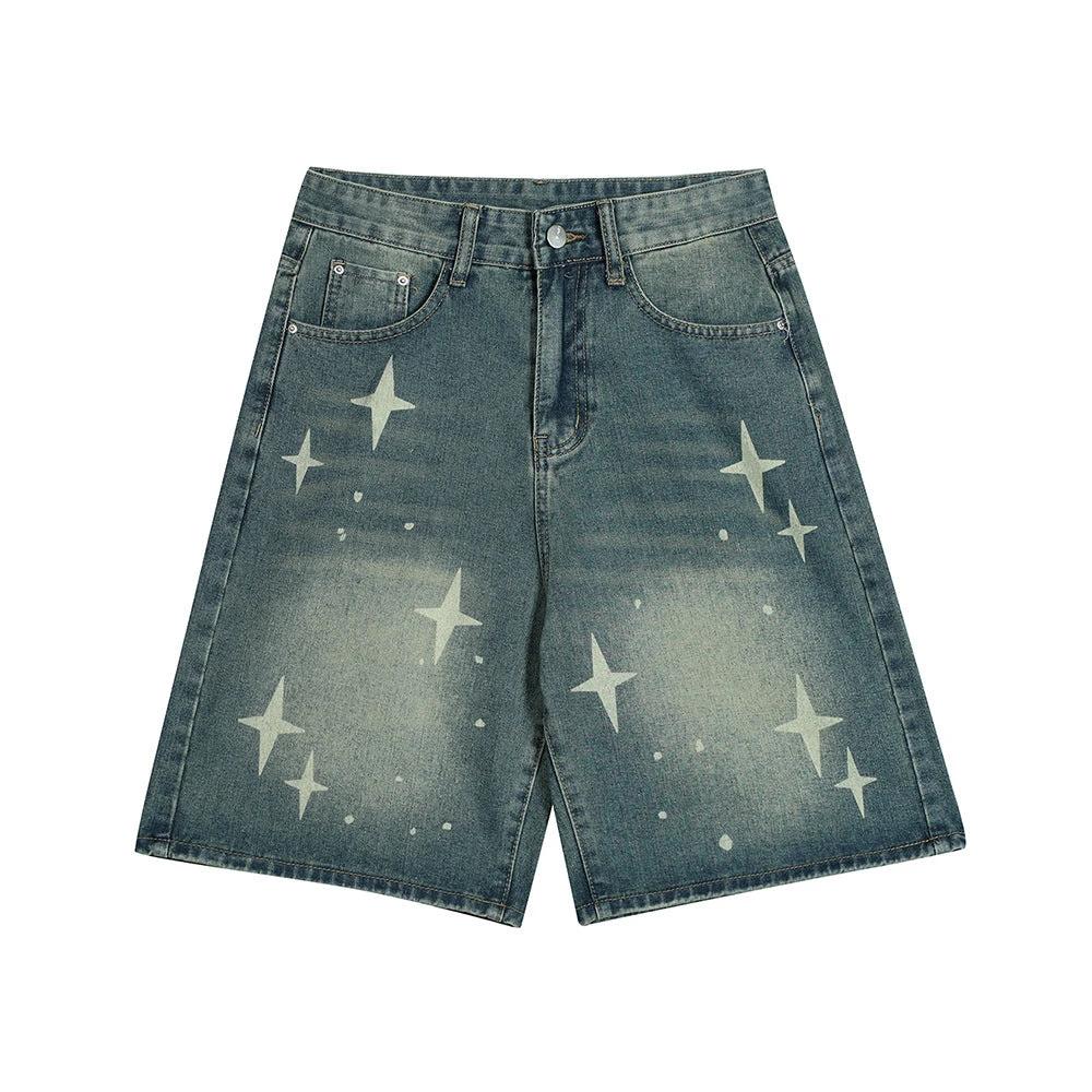 Cross Asterism Printed Cropped Pants Men's by GJG Denim