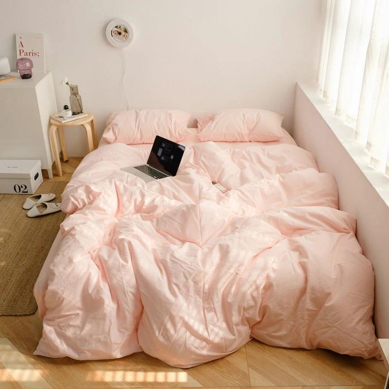 Pure Color Washed Cotton Quilt Cover Single by GJG Denim