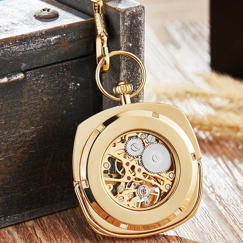 Trendy Fashionable Classic Retro Pocket Watch With A Chain For Men by GJG Denim