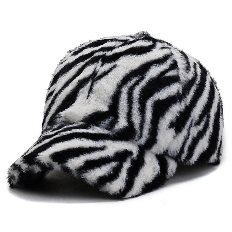 Fashion Leopard Fleece Baseball All-matching Peaked Cap by GJG Denim