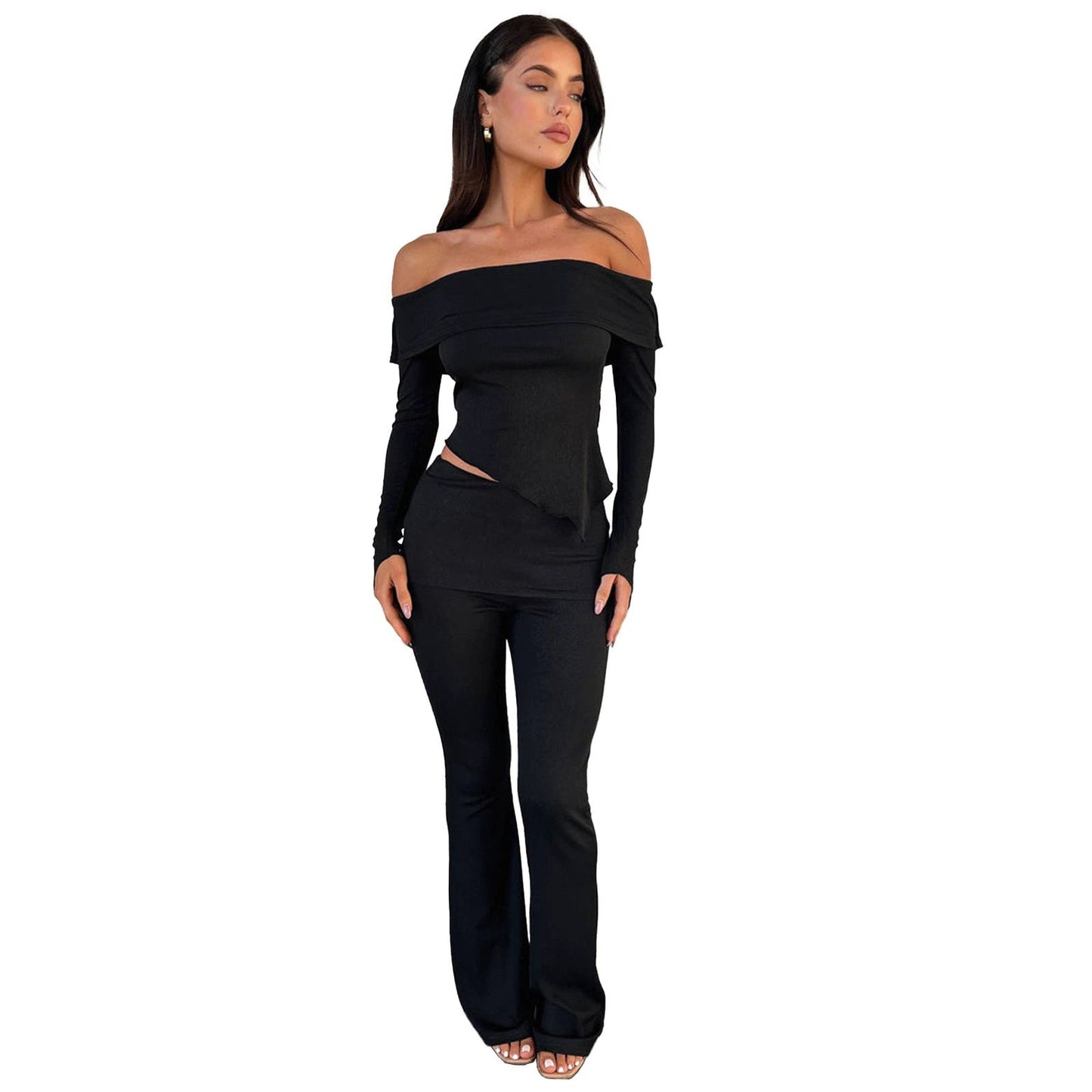 Women's Suit off the Shoulder Long Sleeve Flare leg Matching set by GJG Denim