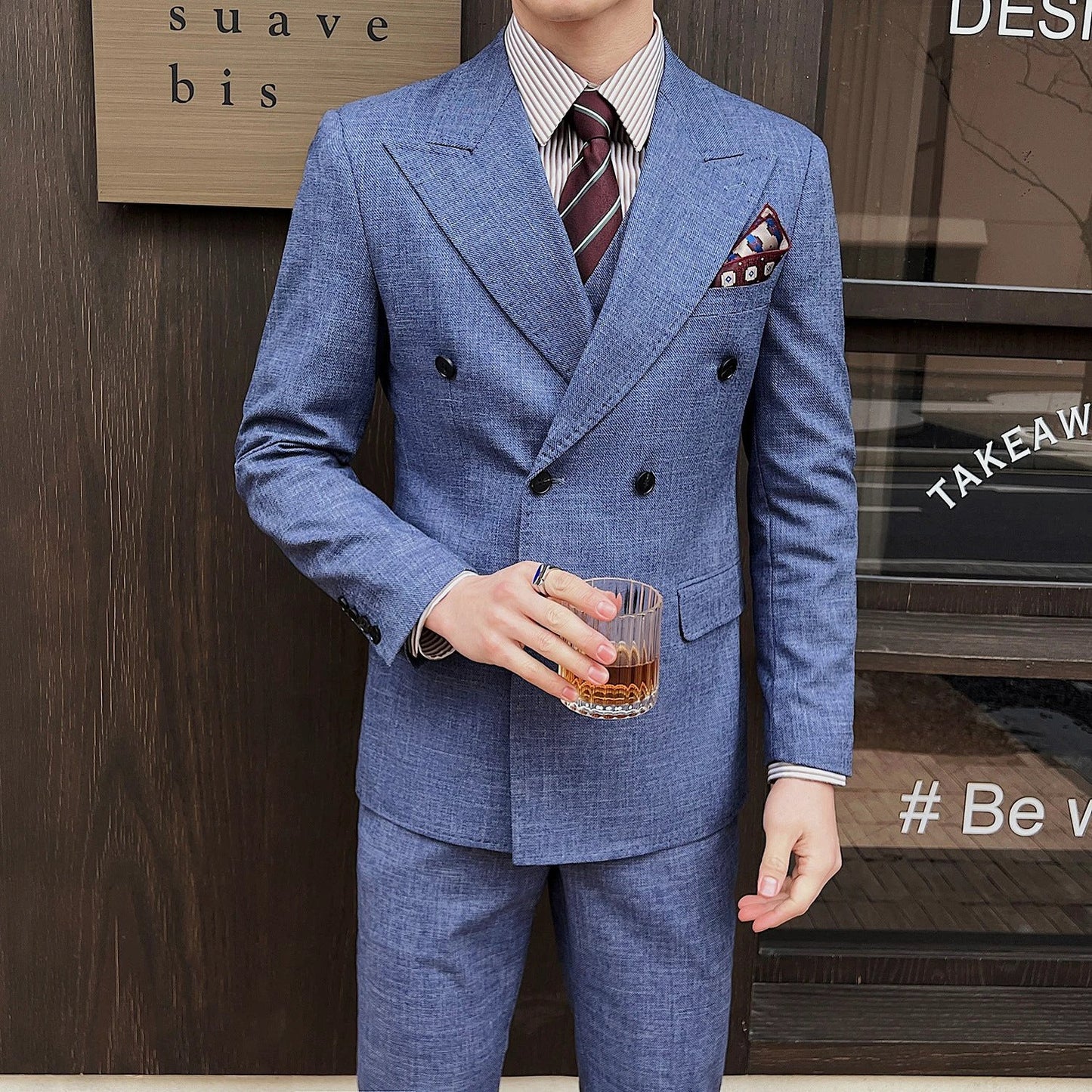 Professional Casual Men's Three-piece Suit Jacket by GJG Denim