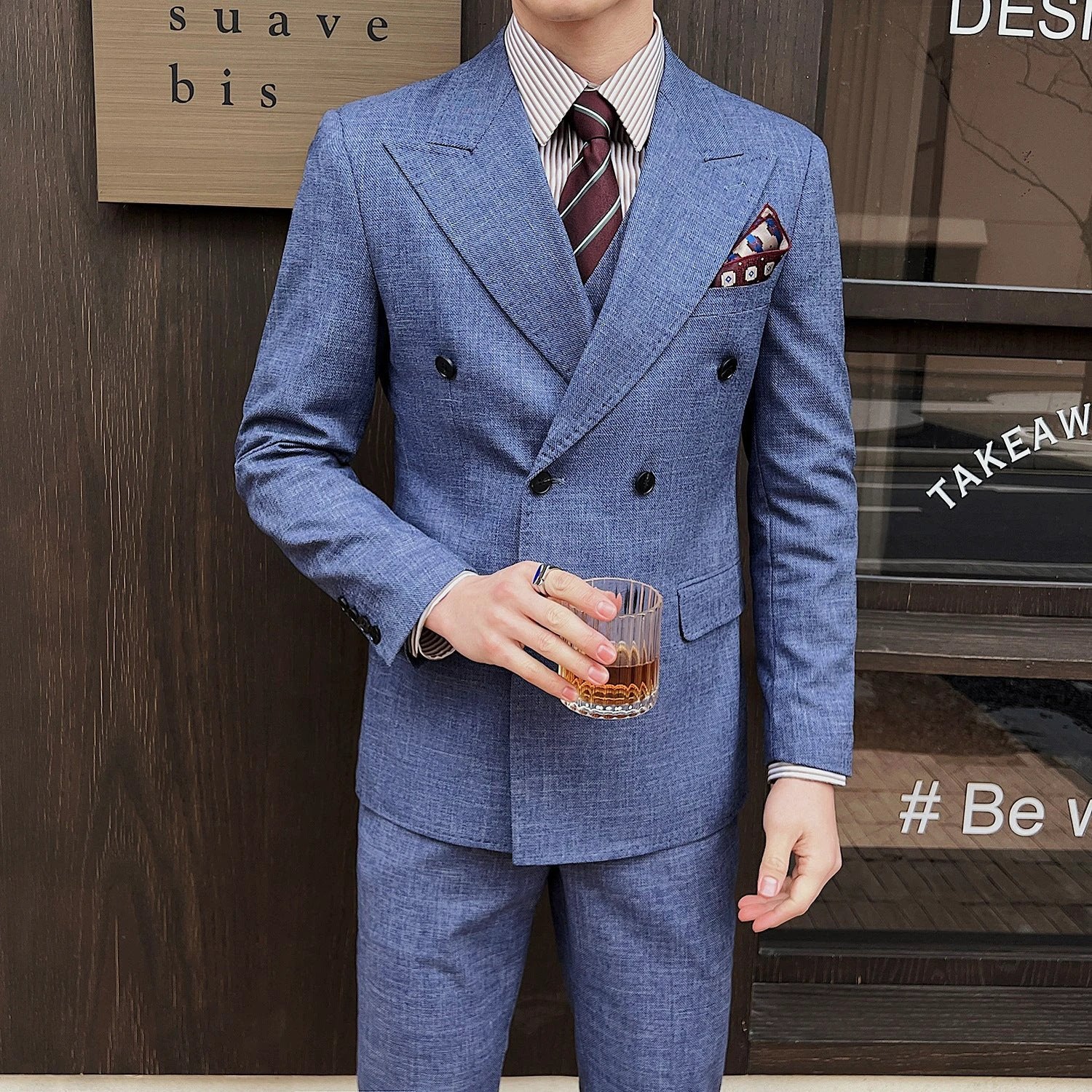 Professional Casual Men's Three-piece Suit Jacket by GJG Denim