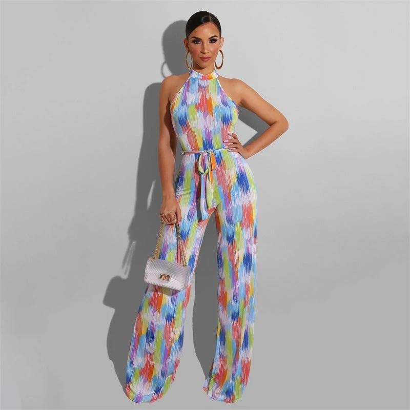Printed Casual Striped Women's Jumpsuit by GJG Denim