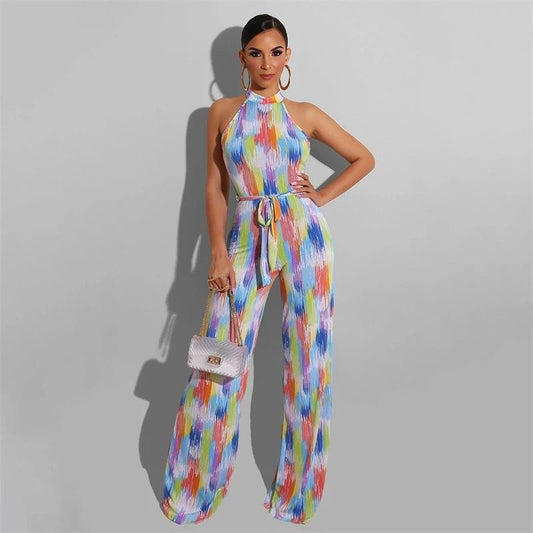 Printed Casual Striped Women's Jumpsuit by GJG Denim