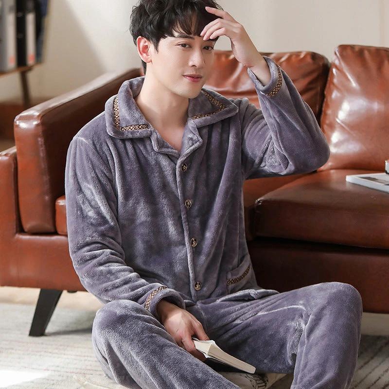 Men's Long Sleeve Cardigan Pajamas by GJG Denim