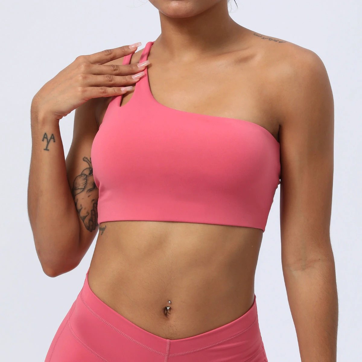 Slant Shoulder Strap Workout Underwear Women Hollow Out