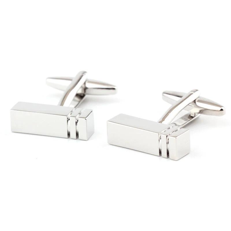 Rectangular Glossy Metal Cufflinks For Men by GJG Denim