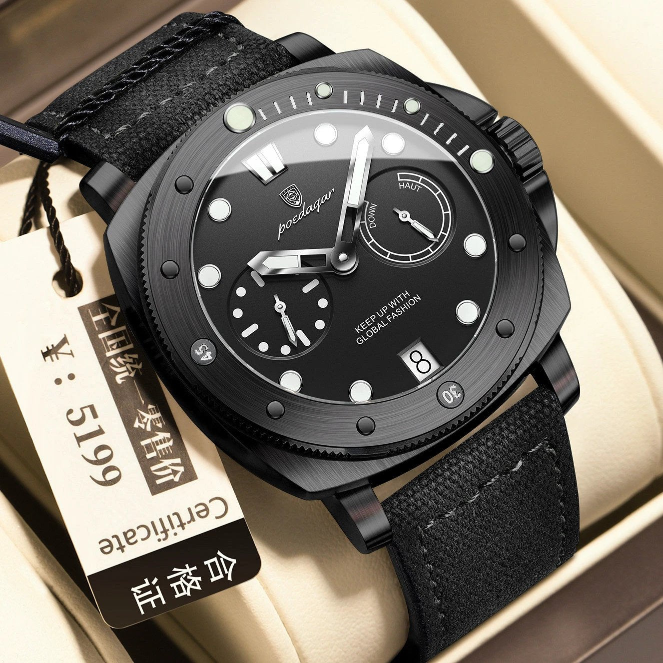 Stylish Multifunctional Waterproof Casual Trendy Luminous Men's Quartz Watch by GJG Denim