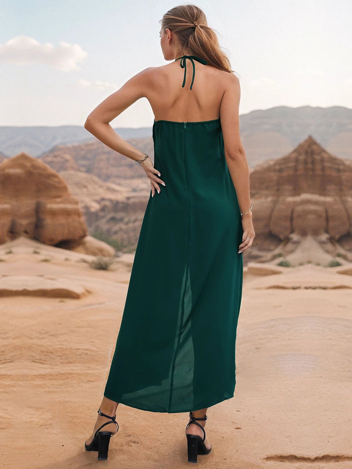 Layered Halter Neck Wide Leg Jumpsuit by Lady Ros