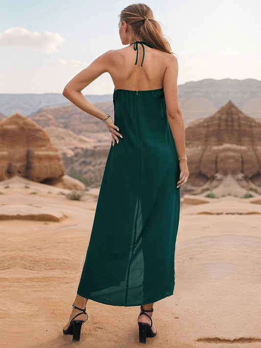 Layered Halter Neck Wide Leg Jumpsuit by Lady Ros