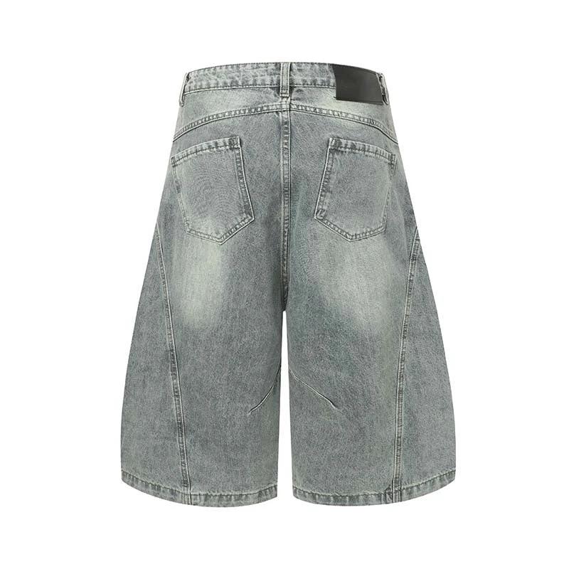 Men's Distressed Washed Denim Shorts by GJG Denim