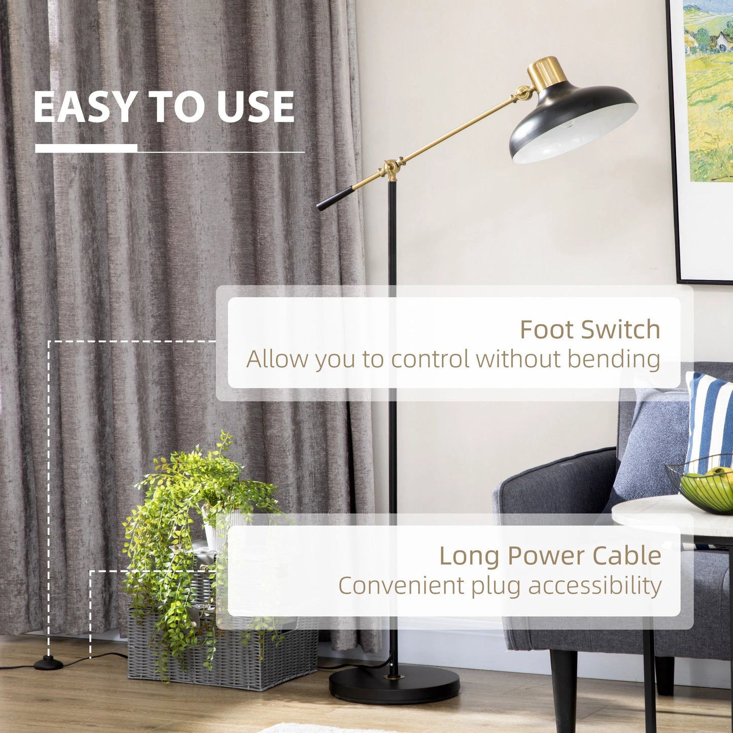 Adjustable Floor Lamp For Living Room by GJG Denim