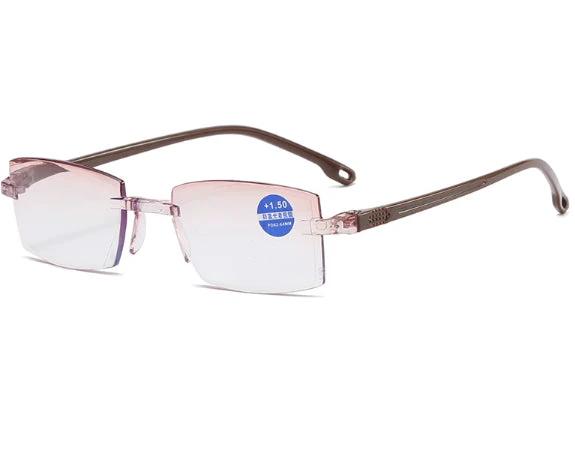 Men's Frameless Diamond Trimming Reading Glasses Anti-blue Light Film by GJG Denim