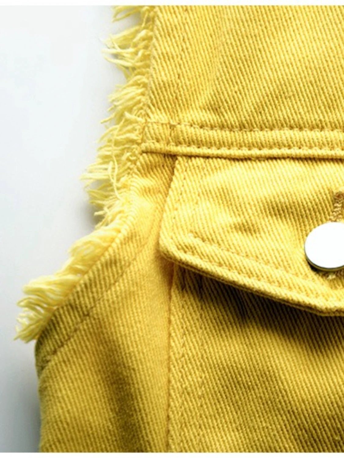 Full Size Button Down Raw Hem Sleeveless Denim Jacket Plus Size by Lady Ros
