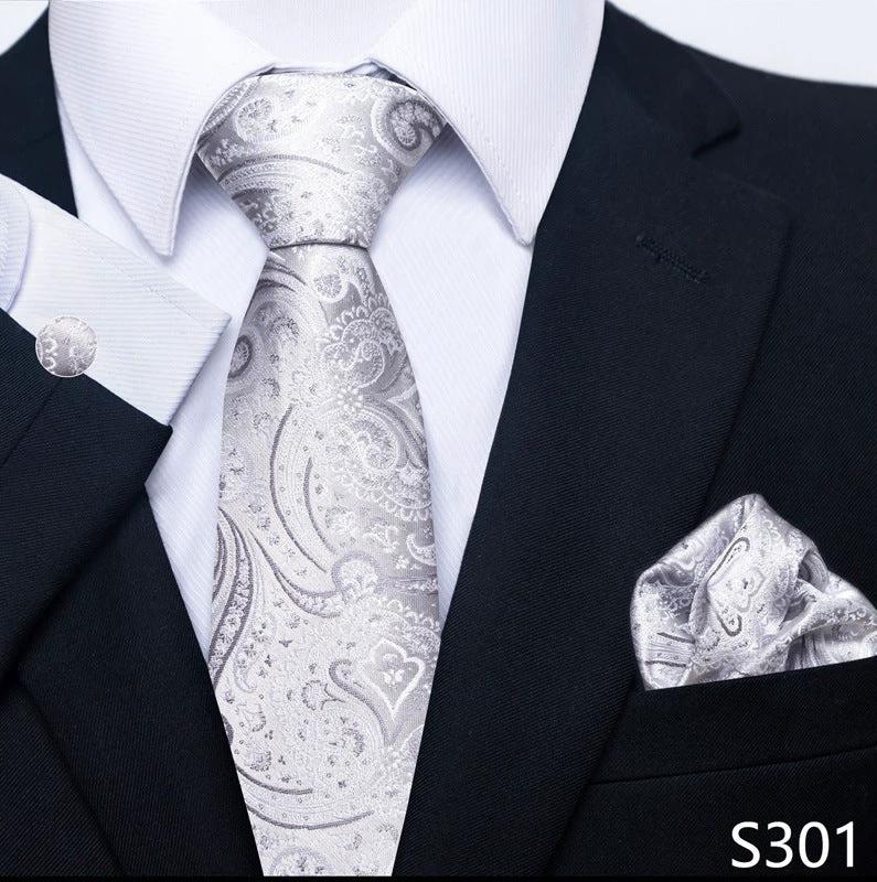 Men's Creative All-match Business Formal Wear Tie Scarf Cufflink Set by GJG Denim