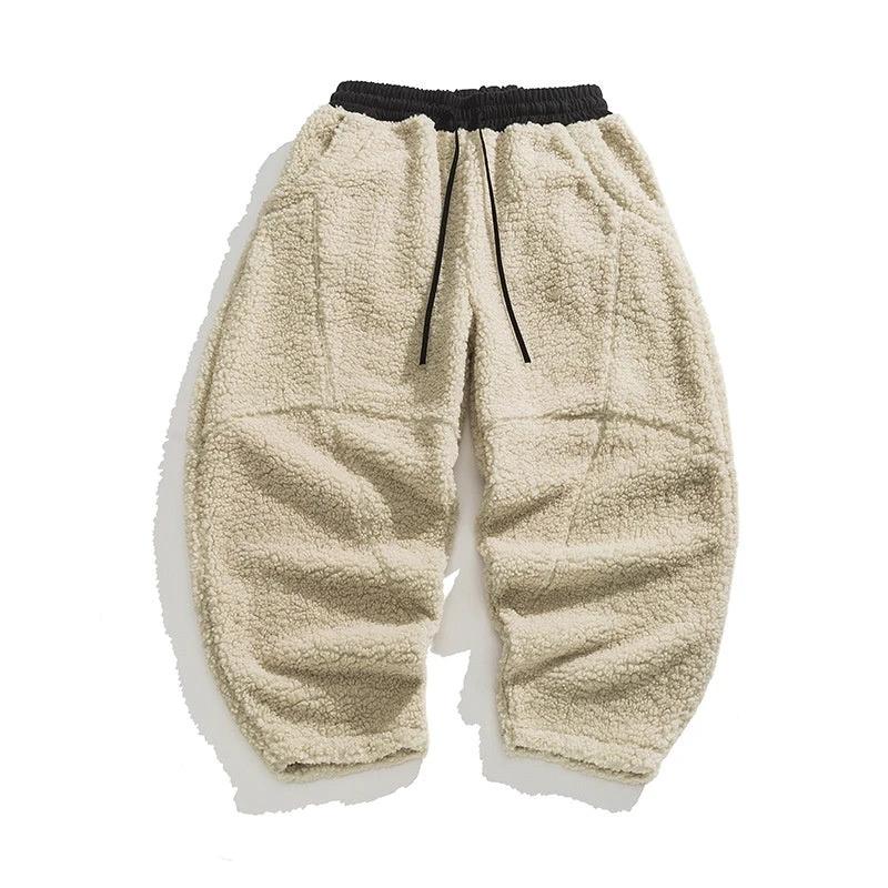 Men's Lamb Wool Solid Color Fleece Sweatpants by GJG Denim