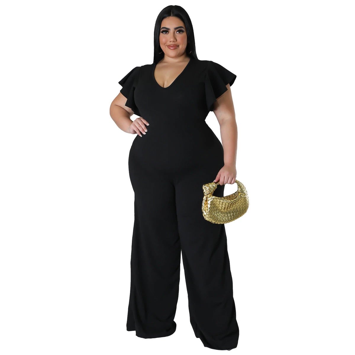 Lotus-leaf Women's Wide-leg Jumpsuit by GJG Denim